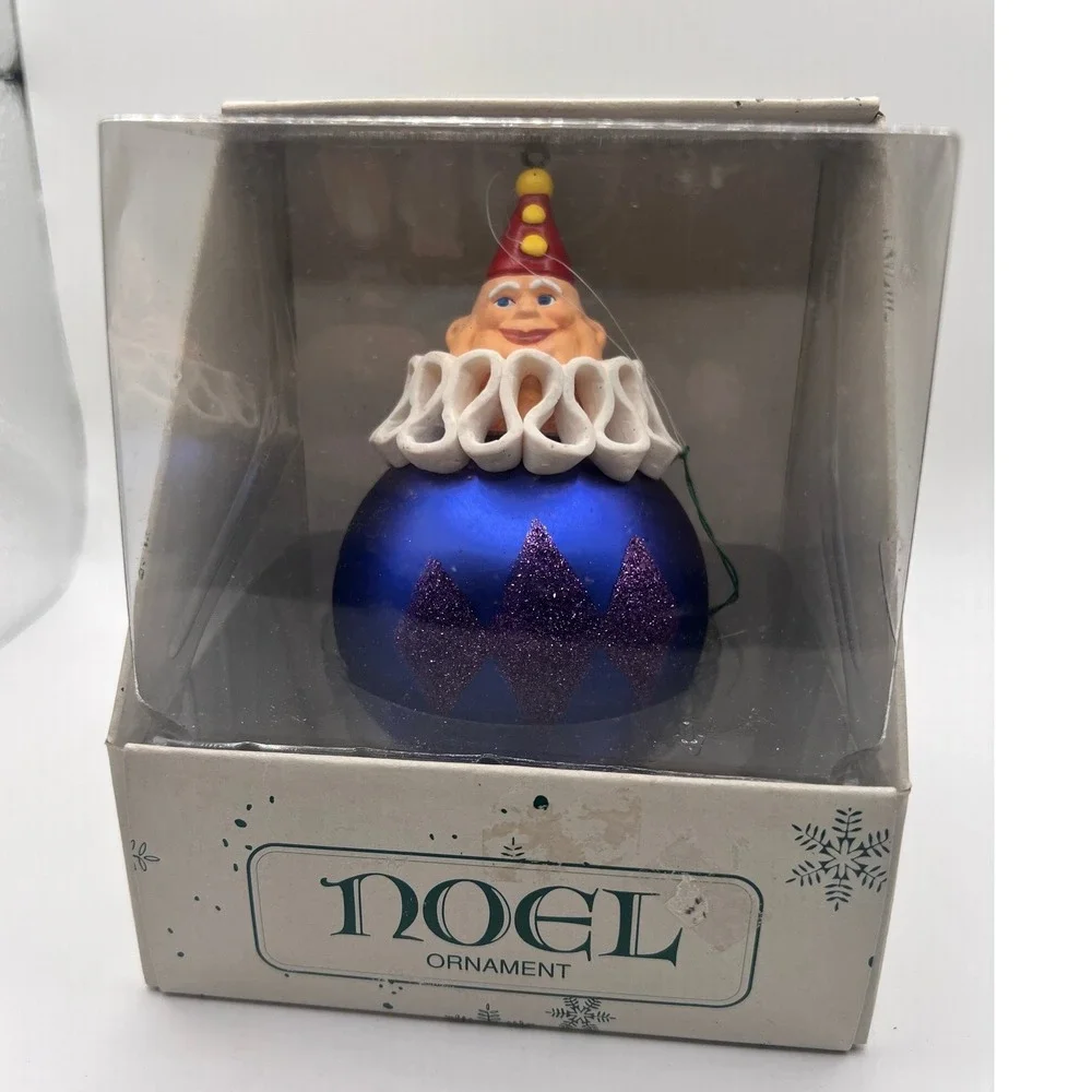 Department 56 Noel Clown Ornament 5in Blue Purple Excellent Vintage 1836-8